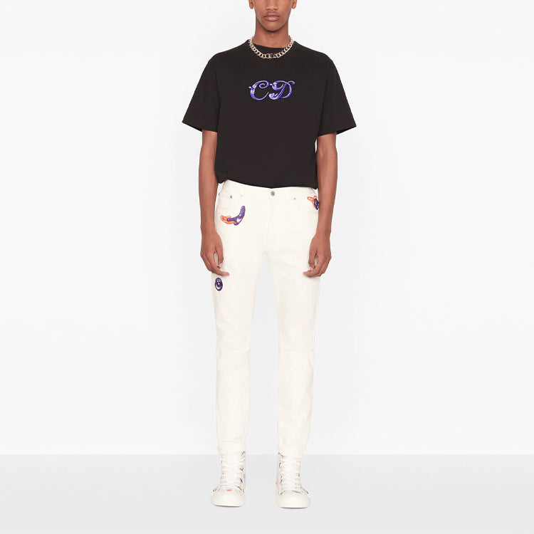 Kaos Pendek DIOR dengan Motif Gambar/Cetak, Cocok untuk Pria dan Wanita  -D-16