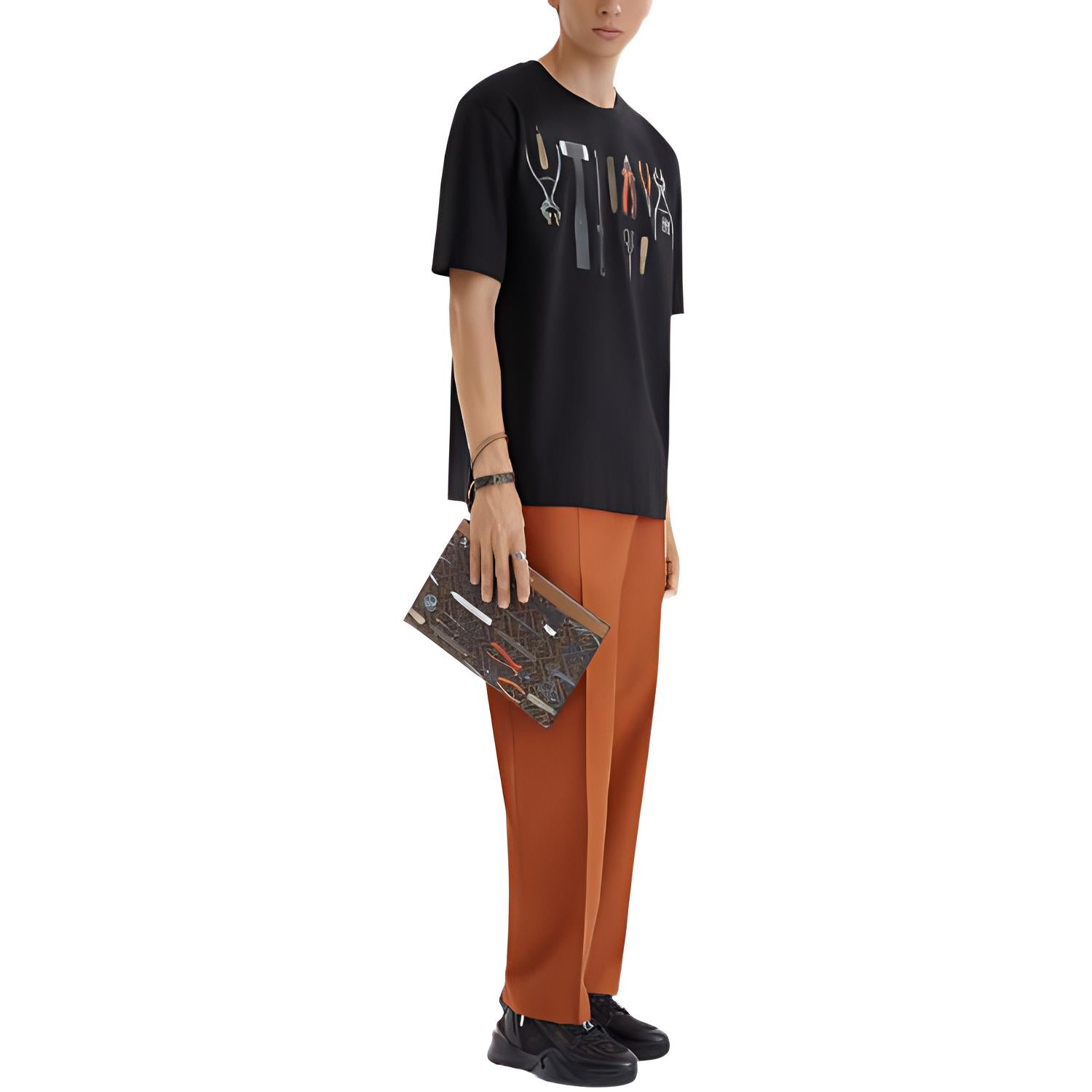 Kaos Pendek FENDI dengan Motif Gambar/Cetak, Cocok untuk Pria dan WanitaF-21