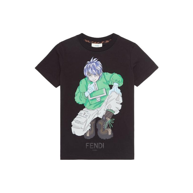 Kaos Pendek FENDI dengan Motif Gambar/Cetak, Cocok untuk Pria dan WanitaF-43